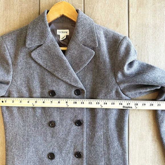 J Crew Women 100% Wool Double Breasted Blazer Jacket Size 4 Gray Preppy Academia - Picture 7 of 8